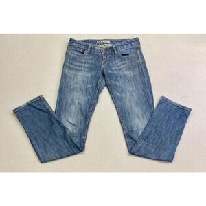 Express Jeans Zelda Skinny Womens Low Rise Size 4r Blue Stretch Dark Wash